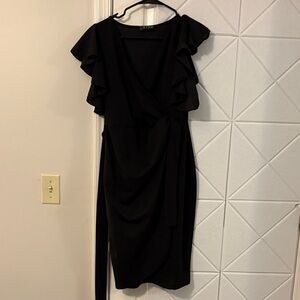 Amazon Black Asymmetrical Dress with Ruffle Sleeves
